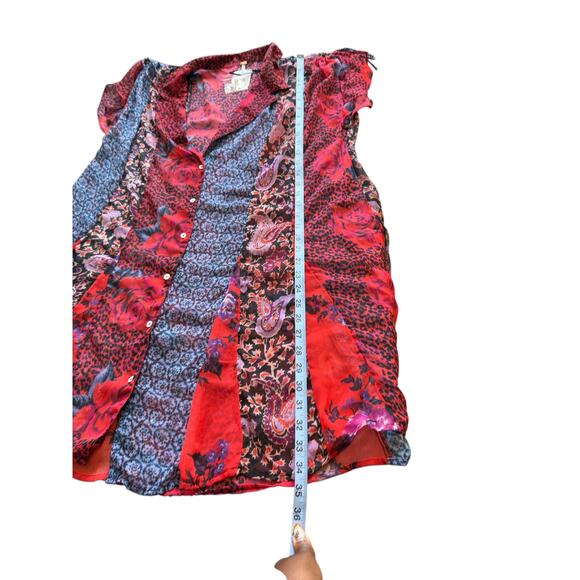 Free People Toni Printed Mini Dress Sheer Ruffle Red Floral Whimsical Fairy XL - Picture 12 of 12